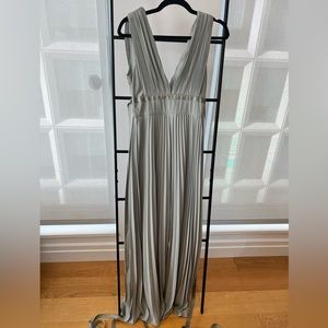 ASOS DESIGN Bridesmaid Pleated Cami Maxi Dress with Satin Wrap Waist - Size 4